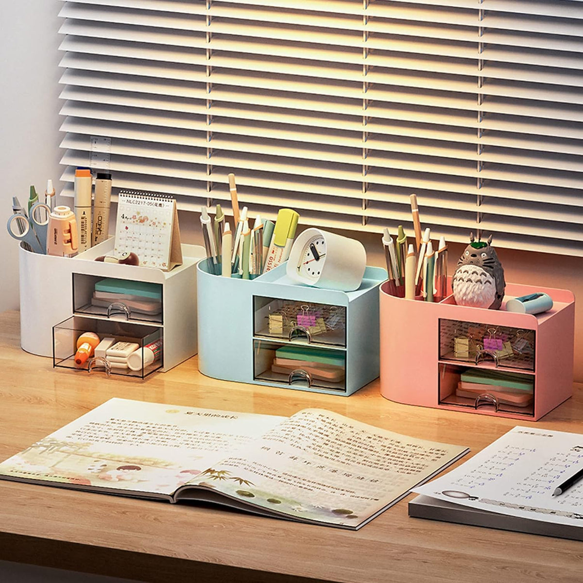 Office Desk Organiser With Drawer, Mini Office Supplies And Desk Accessories