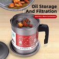 Kitchen Oil Storage Container Pot with Mesh Strainer