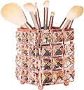 Crystal Makeup Brush Holder, Cosmetic Organizer For Makeup Brushes, Rectangle, Rose Gold