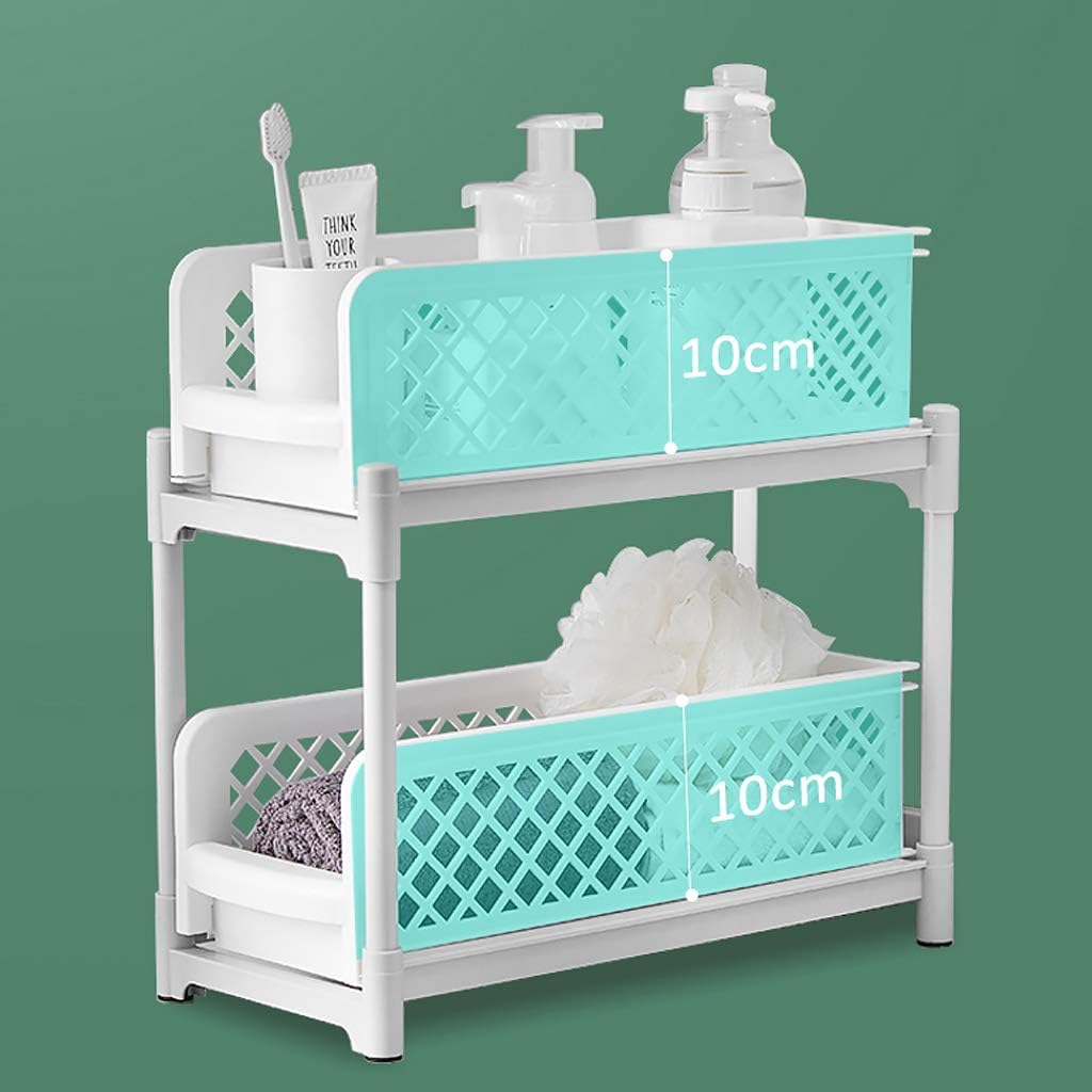 Portable 2-Tier Basket Drawers Multifunction Storage Shelf Rack