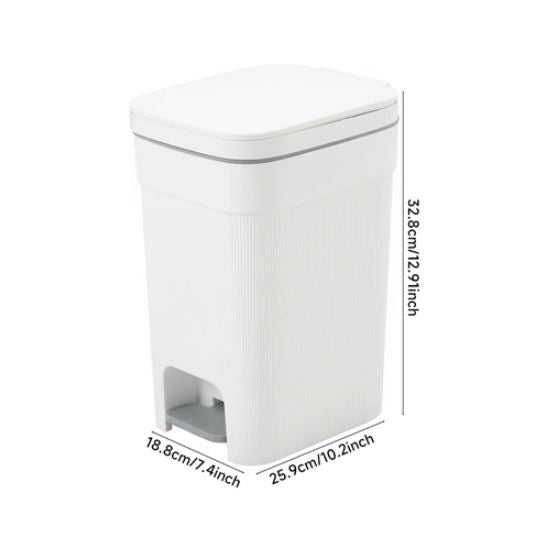 Pedal Rubbish Bin with Soft Close Lid and Press-Top Opening for Kitchen and Bathroom