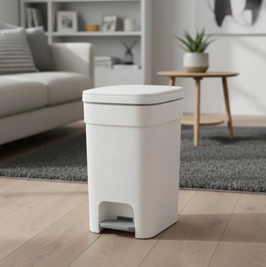 Pedal Rubbish Bin with Soft Close Lid and Press-Top Opening for Kitchen and Bathroom