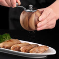 Spherical Pepper Grinder Round Wooden Salt Pepper Grinder, Adjustable Crank Spice Mill for Home and Kitchen