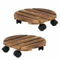 Wooden Plant Roller Stand with Lockable Wheels Caddy Planter Trolley