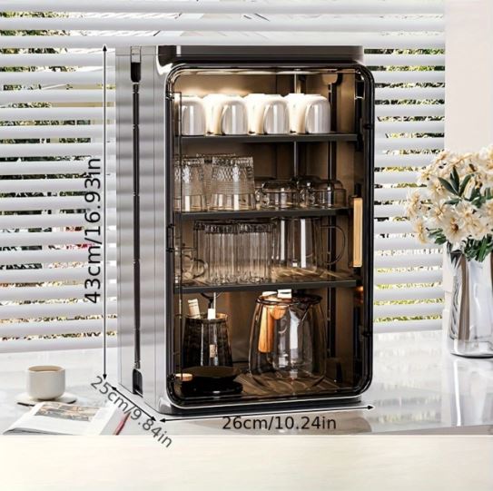 Multifunctional Dustproof Plastic Cup Organizer - Multi-Tier Countertop Storage Rack for Coffee Mugs, Tea Cups, Kitchen & Office