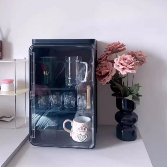 Multifunctional Dustproof Plastic Cup Organizer - Multi-Tier Countertop Storage Rack for Coffee Mugs, Tea Cups, Kitchen & Office