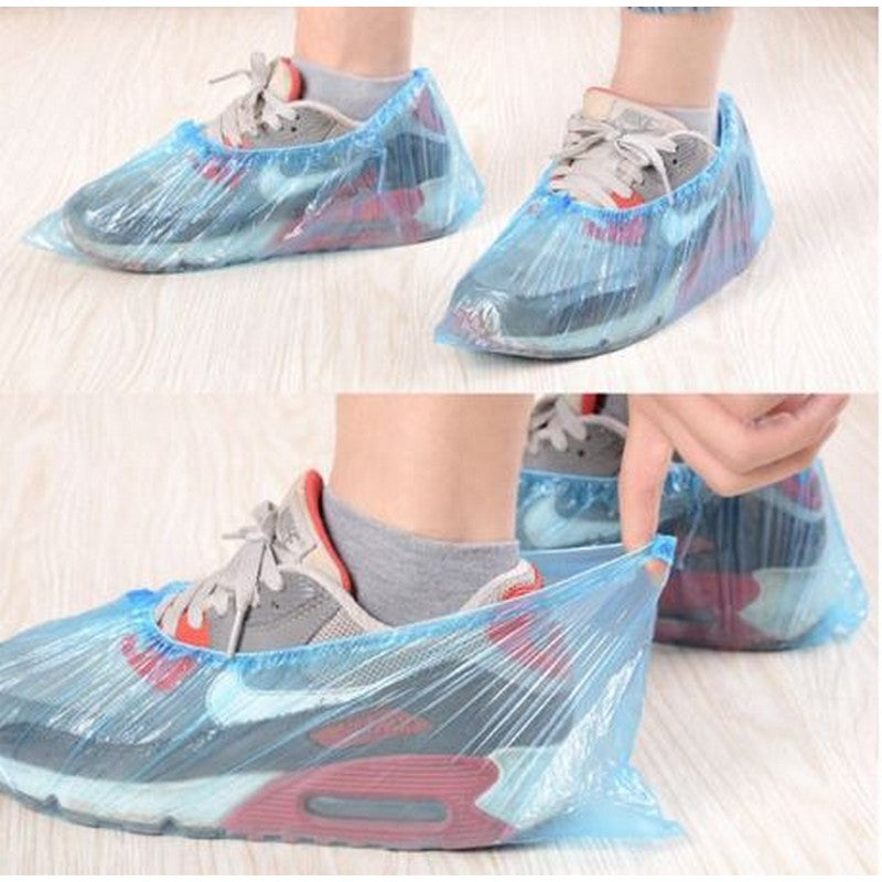Disposable Waterproof Plastic Shoe Cover 50 Pairs - PACK OF 100 Pcs
