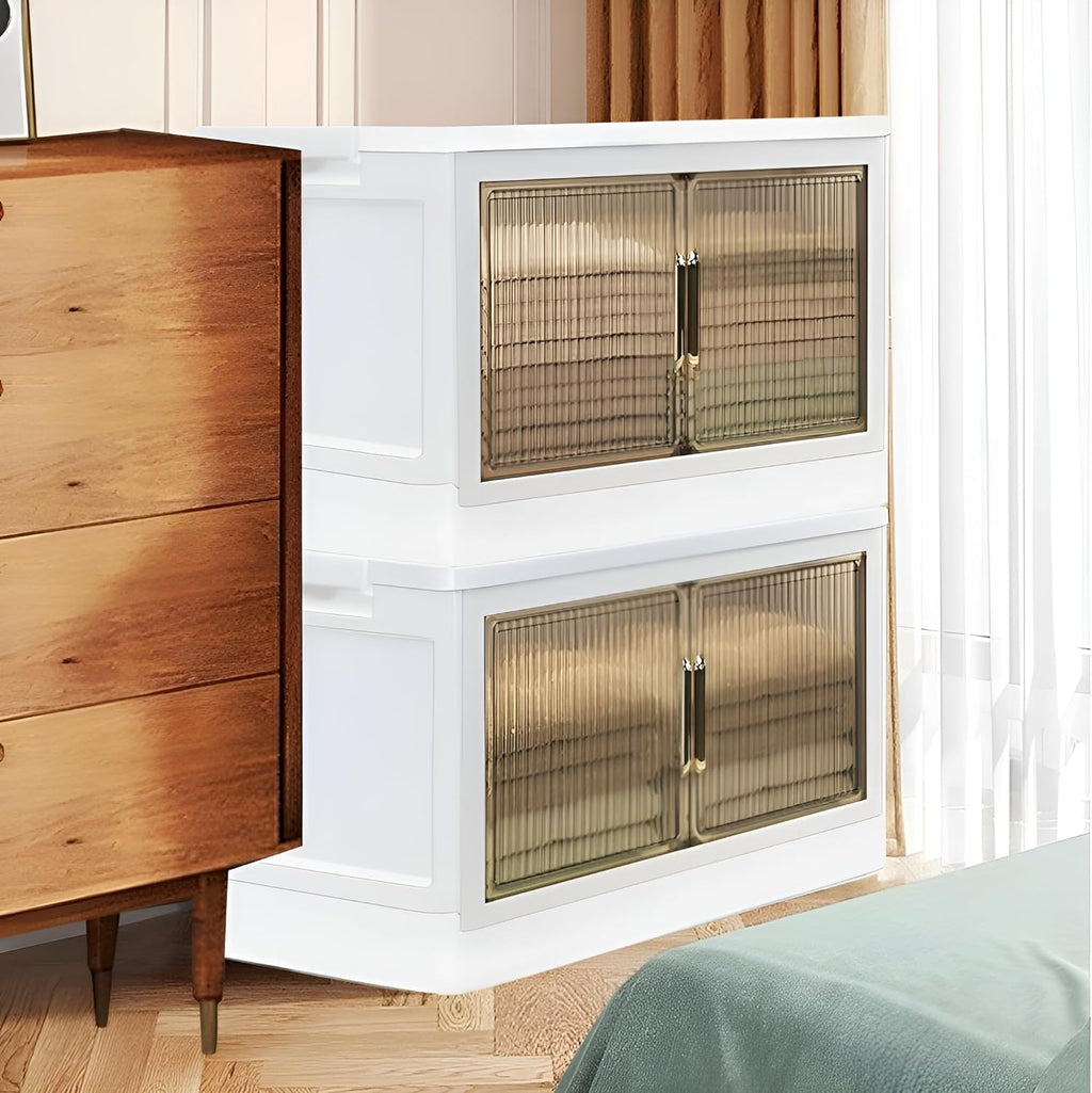 Plastic Storage Bins / Container With Lid, Collapsible Storage Bins, Clear Stackable Storage Bin For Closet