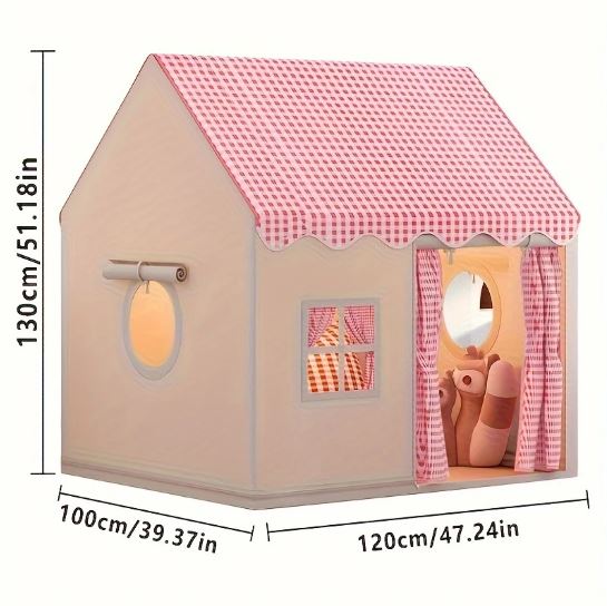 Indoor Playhouse Tent Castle, Ideal for Playtime Kids Tent Playhouse for Baby Princess (Pink)