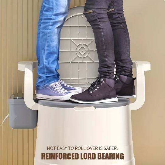 1pc Portable Bedside Commode Toilet for Elderly - Plastic, Full-Surround Non-Slip, Armrests, Double Layer Odor Seal, Convenient for Shower and Bath