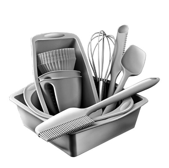 High Quality 22-Piece Portable Non-Stick Silicone Baking Set (Grey)