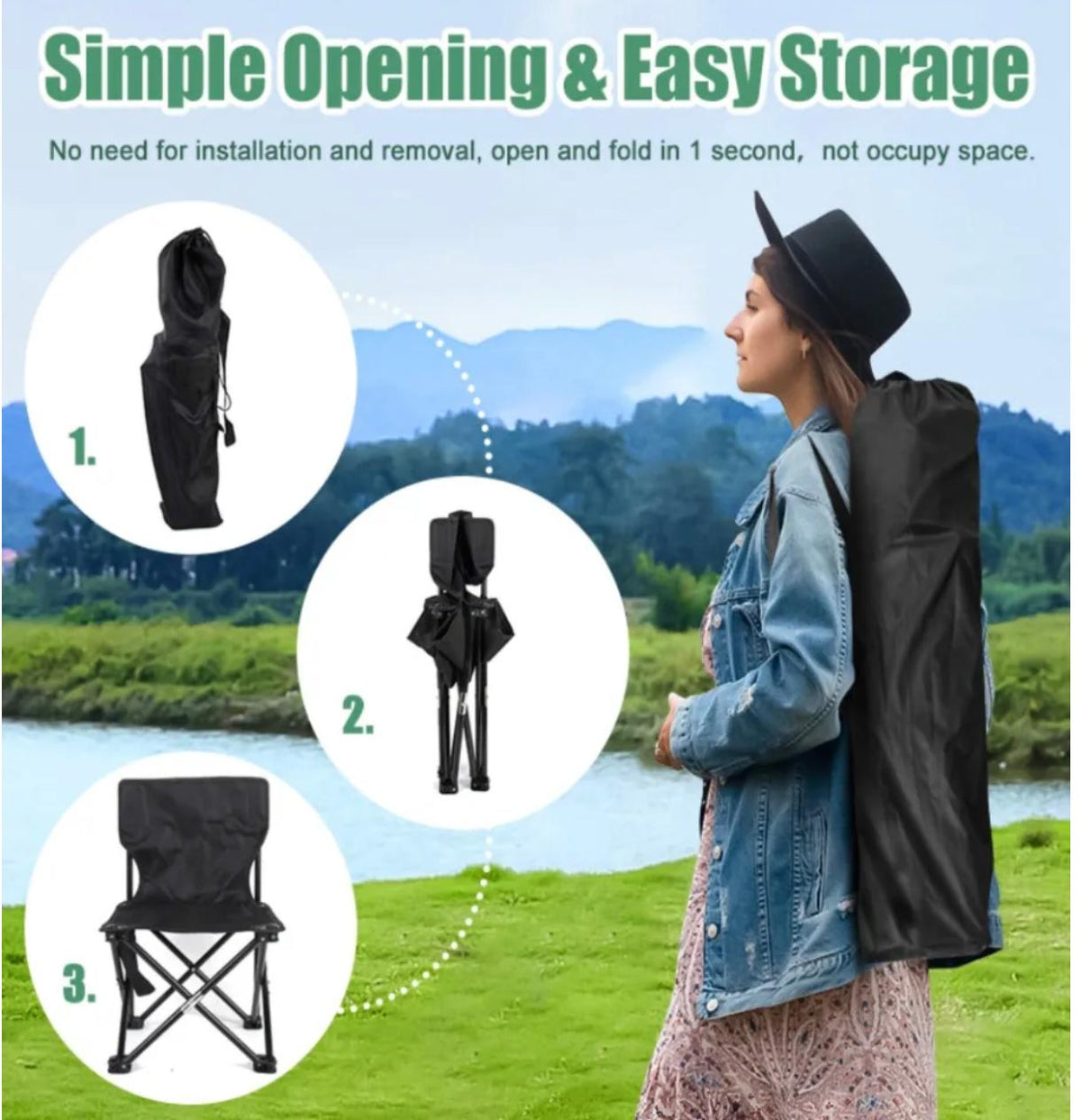 Portable Waterproof Fishing Folding Chair, Outdoor Camping Chair for Fishing Beach