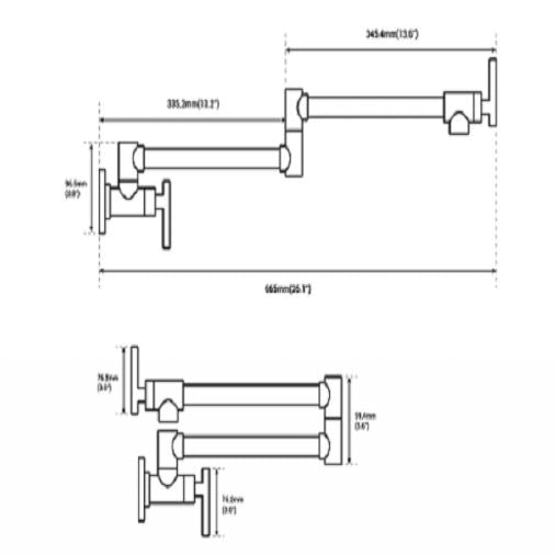 Pot Filler Kitchen Faucet Double-Handle Wall Mount