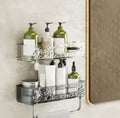 Wall Mounted Storage Rack With Towel Holder, Punch Free Storage Rack