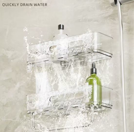 Wall Mounted Storage Rack With Towel Holder, Punch Free Storage Rack