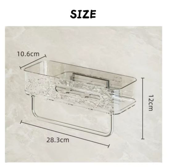 Wall Mounted Storage Rack With Towel Holder, Punch Free Storage Rack