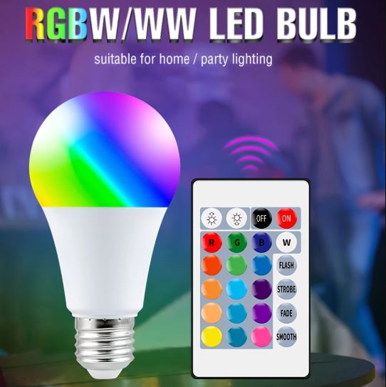 16-Color Changing RGB LED Light Bulb with Remote Control, LED Bulbs for Home