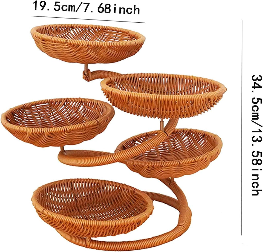 Fruit Basket Display Multipurpose Creative Rattan Display Stand for Fruits And Vegetables Storage Basket