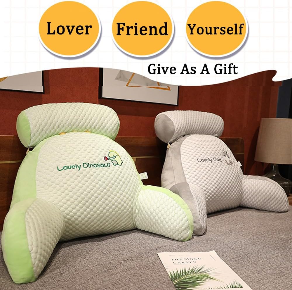 1pc Reading Pillow with Adjustable Back Support, Comfortable Reading Cushion with Arms (Pink)