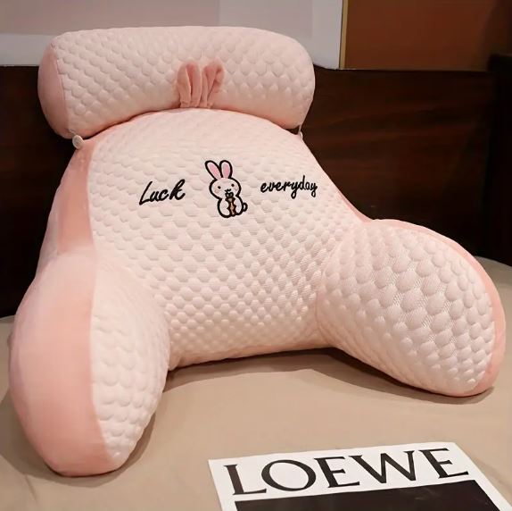 1pc Reading Pillow with Adjustable Back Support, Comfortable Reading Cushion with Arms (Pink)