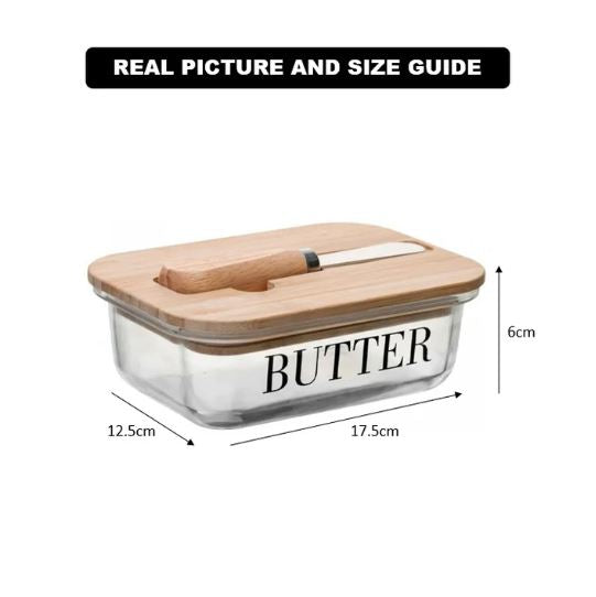 Rectangular Butter Keeper with Bamboo Lid & Knife