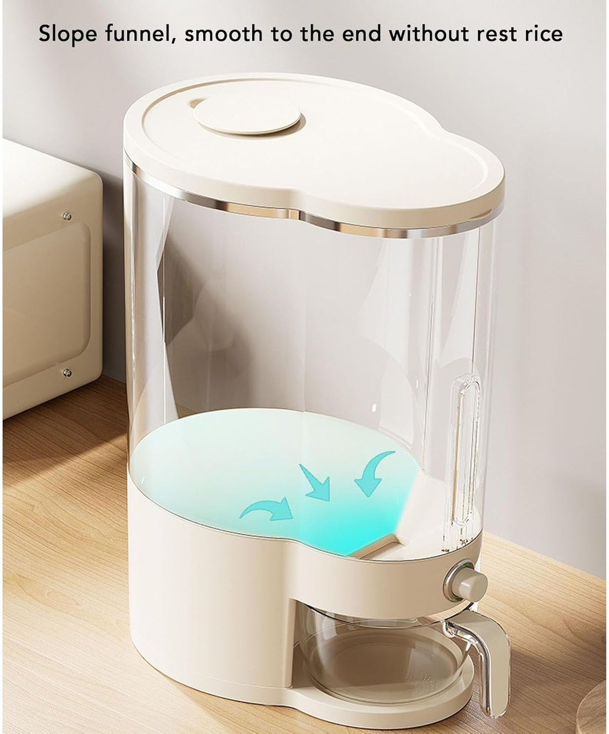 Moistureproof Rice Dispenser with Lid Measuring Cup, Cereal/Rice Dispenser Bucket Food Organization for Home Kitchen