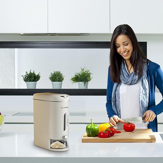 Rice Dispenser Storage Container Sealed Grain Cereal Dispenser Storage Box With Measuring Cup