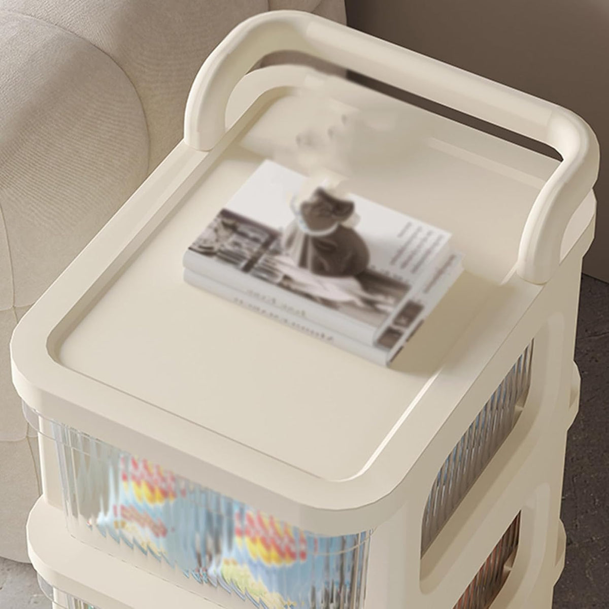 Rolling Storage Cart - Versatile Bedside Table with Wheels Rolling Cart Organizer