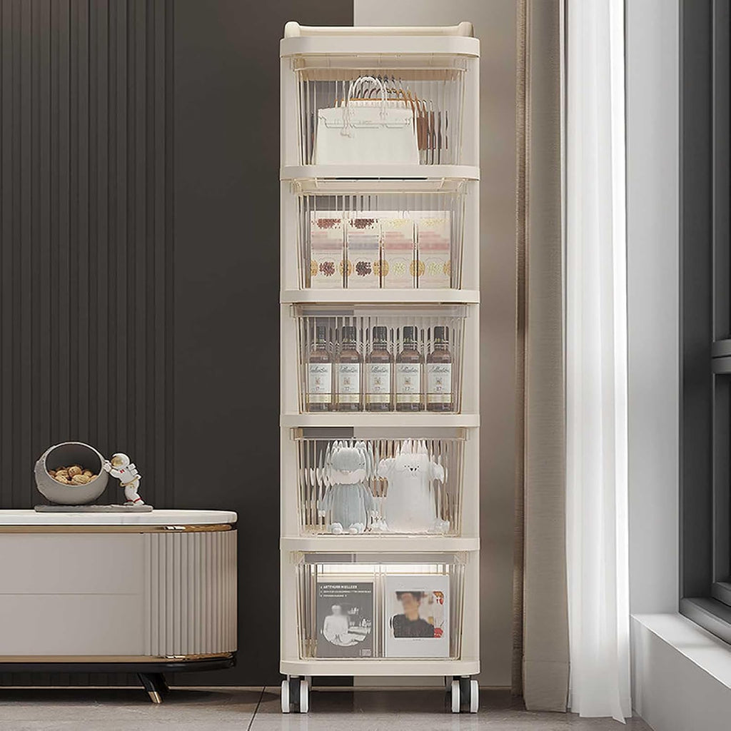 Rolling Storage Cart - Versatile Bedside Table with Wheels Rolling Cart Organizer