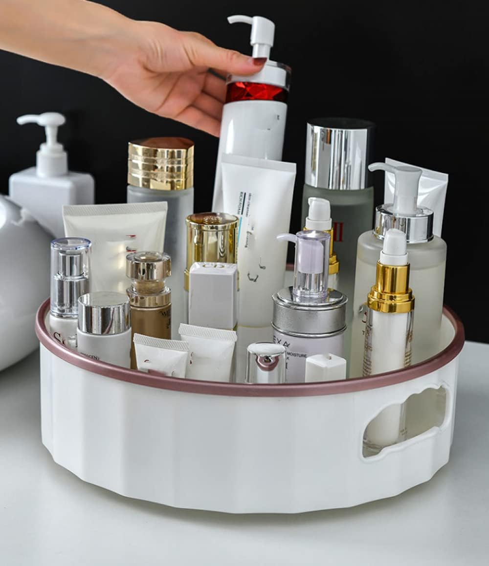 Rotating Tabletop Seasoning Bottle Storage Tray Multifunction Plastic Revolving Spice Rack Cosmetic Tray Rotating Desktop Tray