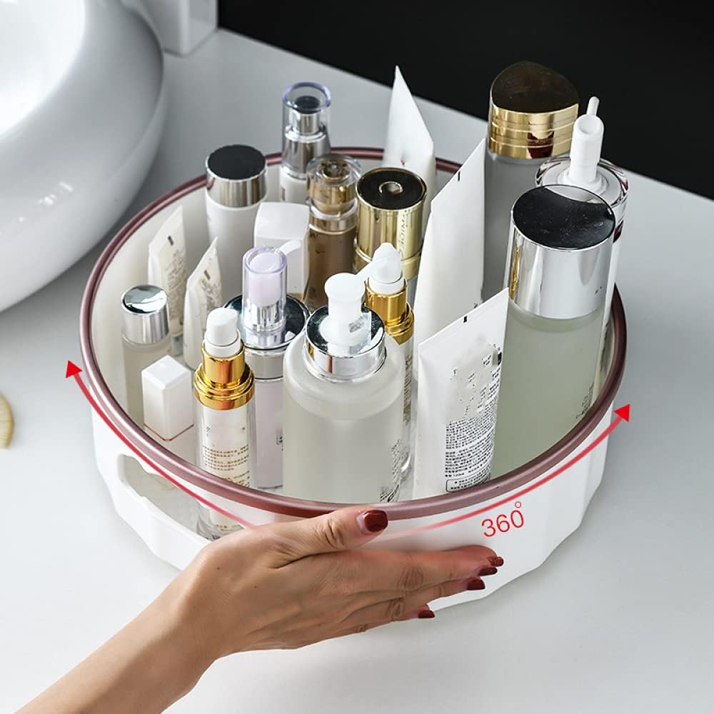 Rotating Tabletop Seasoning Bottle Storage Tray Multifunction Plastic Revolving Spice Rack Cosmetic Tray Rotating Desktop Tray