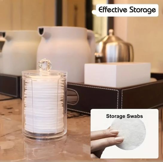 Dual-Tier Acrylic Storage Organizer for Cotton Swabs and Pads