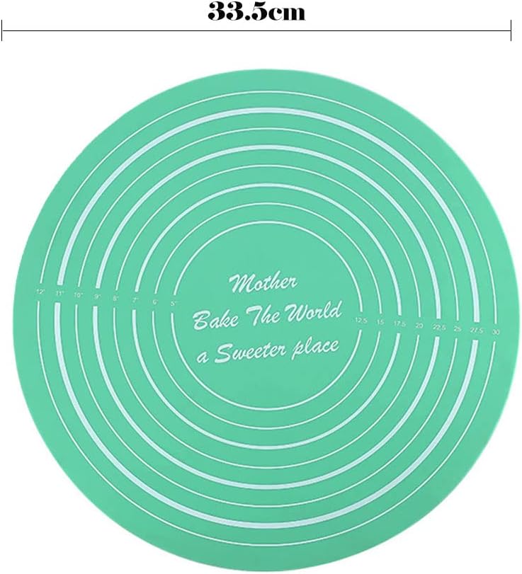 Round Silicone Baking Mat, Cake Mat Silicone Baking Mat with Measurements for Cake Turntable Stand Non-Stick Heat Resistant Pastry Baking Sheet