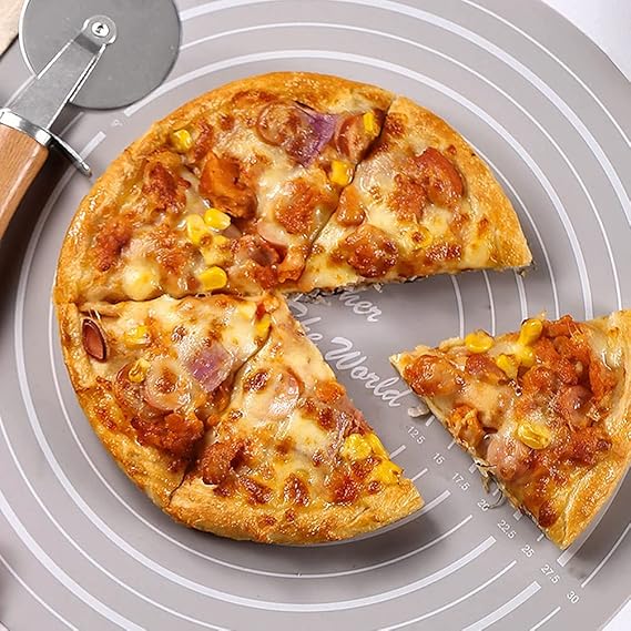 Round Silicone Baking Mat, Cake Mat Silicone Baking Mat with Measurements for Cake Turntable Stand Non-Stick Heat Resistant Pastry Baking Sheet