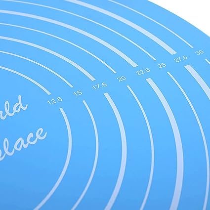 Round Silicone Baking Mat, Cake Mat Silicone Baking Mat with Measurements for Cake Turntable Stand Non-Stick Heat Resistant Pastry Baking Sheet