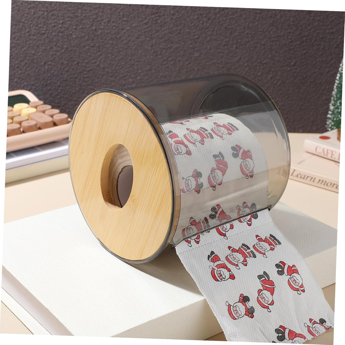 Round Tissue Box Holder Side Draw Napkin Dispenser Office and Home Paper Towel Container