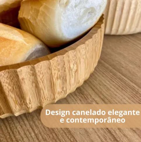 Natural Bamboo Fluted Bowl Salad Bowl Serving Bowl for Table
