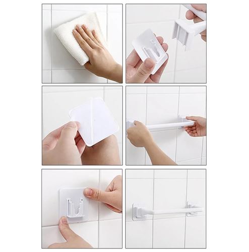 Self-Adhesive Towel Rod Towel Bar Stick On Wall Bath Towel Holder Rail Rack (Only Black)
