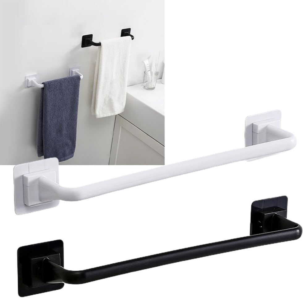 Self-Adhesive Towel Rod Towel Bar Stick On Wall Bath Towel Holder Rail Rack (Only Black)