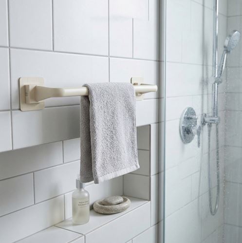Self-Adhesive Towel Rod Towel Bar Stick On Wall Bath Towel Holder Rail Rack (Only Black)