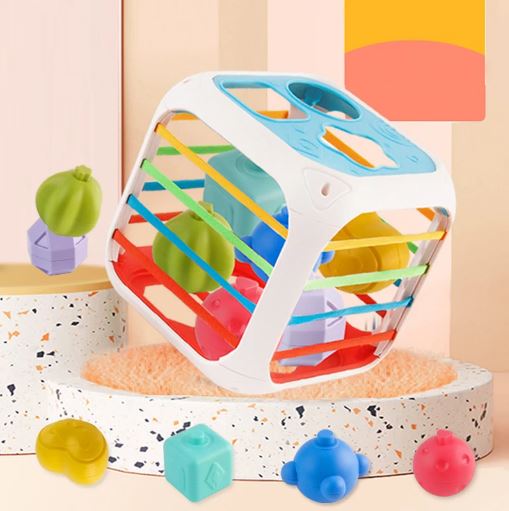 7 in 1 Multifunction Baby Activity Cube, Montessori Sensory Shape Sorter Educational Toys for Kids 1, 2, 3 Years
