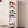 (6 Layer) Plastic Foldable Sneaker Storage Box, Magnetic Clear Door Shoe Organizer Box Moisture-proof Shoe Rack Box