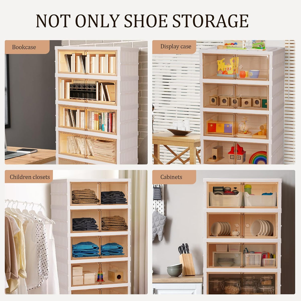 6-Tier Foldable Shoe Rack Organizer Portable Shoe Cabinet with Magnetic Clear Door