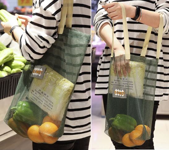 Shopping Bag Long Handle Portable/Washable Reusable Net Shopping Tote String Bag Organizer For Grocery