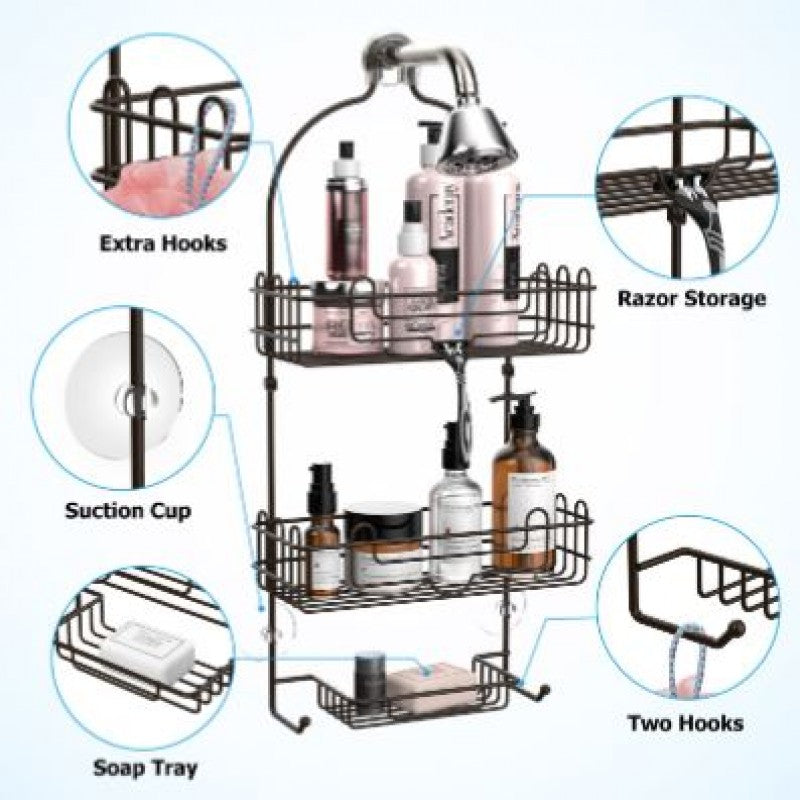 Shower Head Caddy Over Shower Head Stainless and Waterproof Shower Caddy Bathroom Storage No Drilling