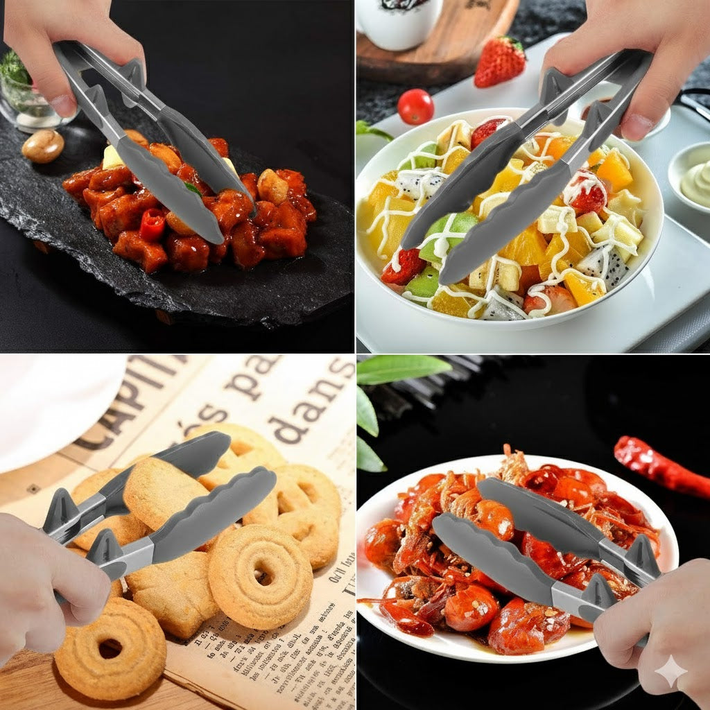 Silicone Cooking Tongs, Kitchen Food Tongs Silicone Grip for BBQ Grilling Turner