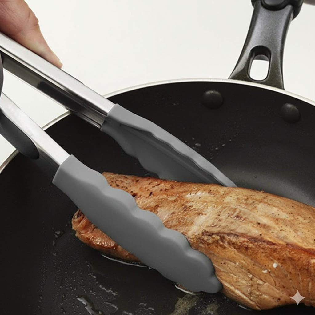 Silicone Cooking Tongs, Kitchen Food Tongs Silicone Grip for BBQ Grilling Turner