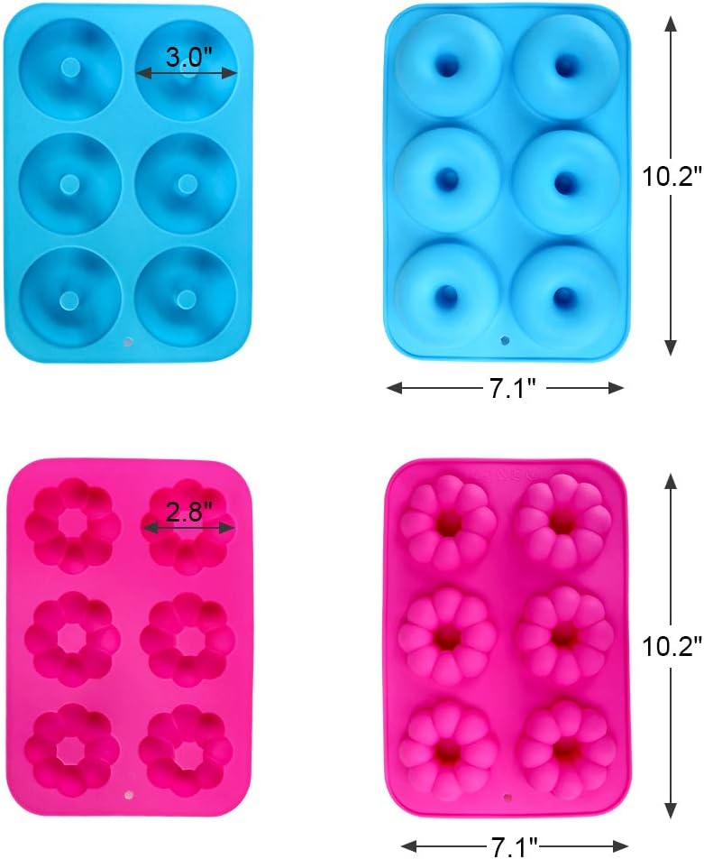 1Pc Silicone Donuts Baking Pan, Non-stick Round and Flower Donut Molds for Cake Biscuit Bagels Muffins