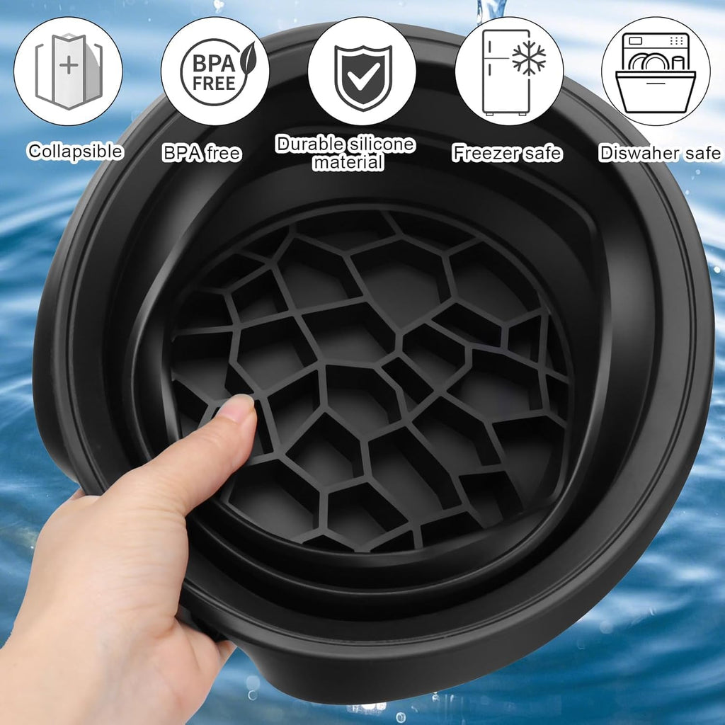 Silicone Ice Cube Bowl for Ice Facial & Cold Therapy, Foldable Facial Ice Bath with Built-in Icetray
