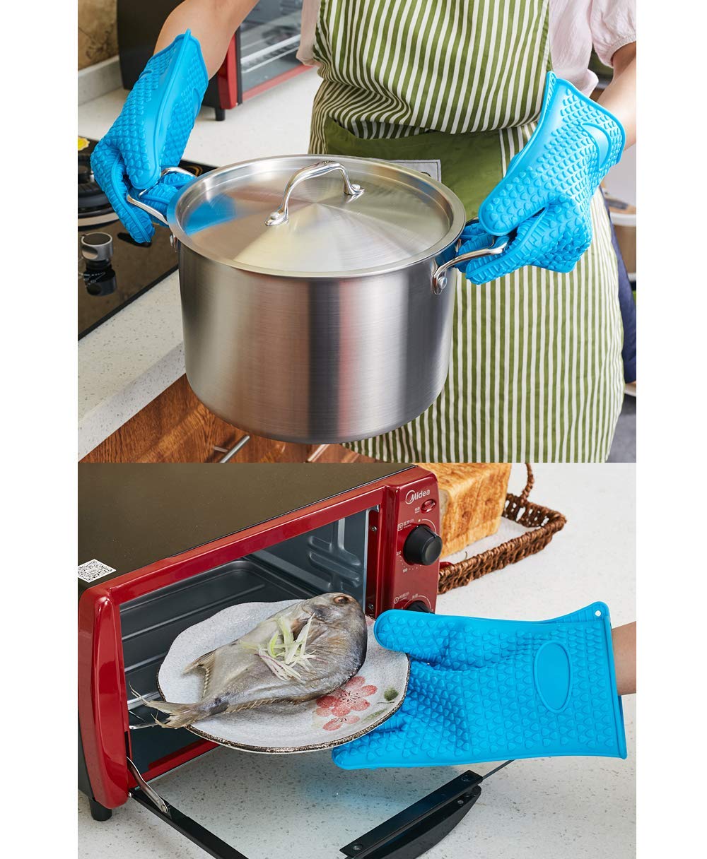 Durable Silicone Oven Gloves Heat Resistant Safe Cooking Baking Frying Barbecue